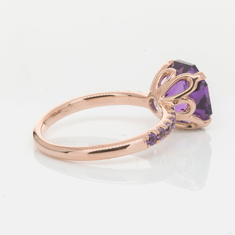 18ct Rose Gold Amethyst Octavus Ring-Ring-Walker & Hall