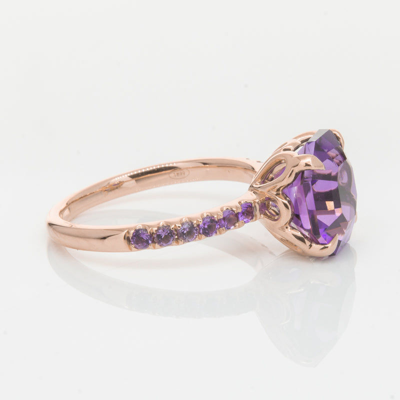 18ct Rose Gold Amethyst Octavus Ring-Ring-Walker & Hall