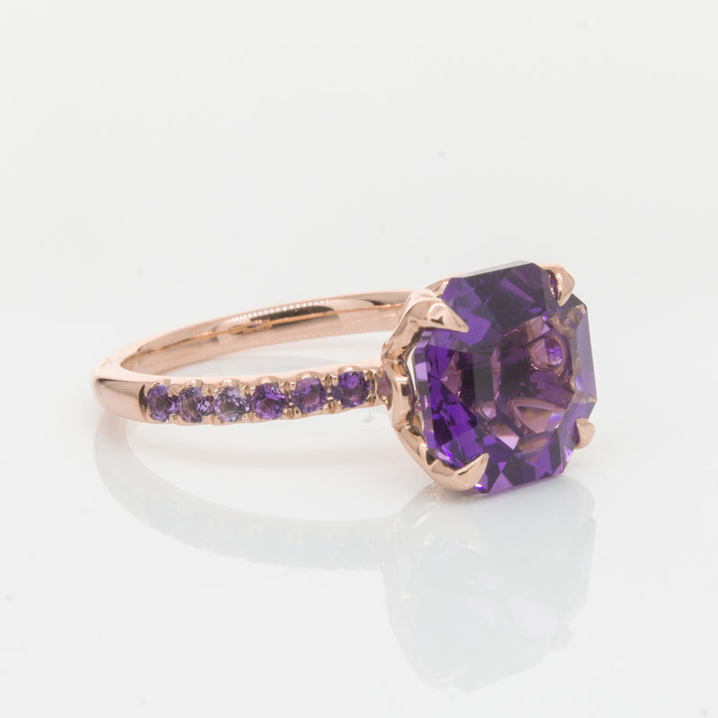 18ct Rose Gold Amethyst Octavus Ring-Ring-Walker & Hall