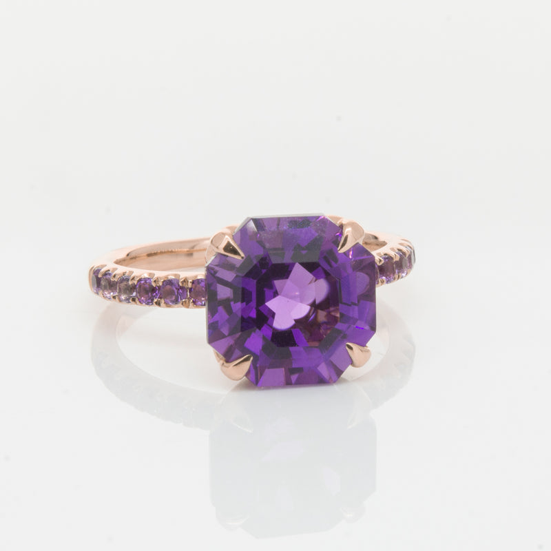 18ct Rose Gold Amethyst Octavus Ring-Ring-Walker & Hall