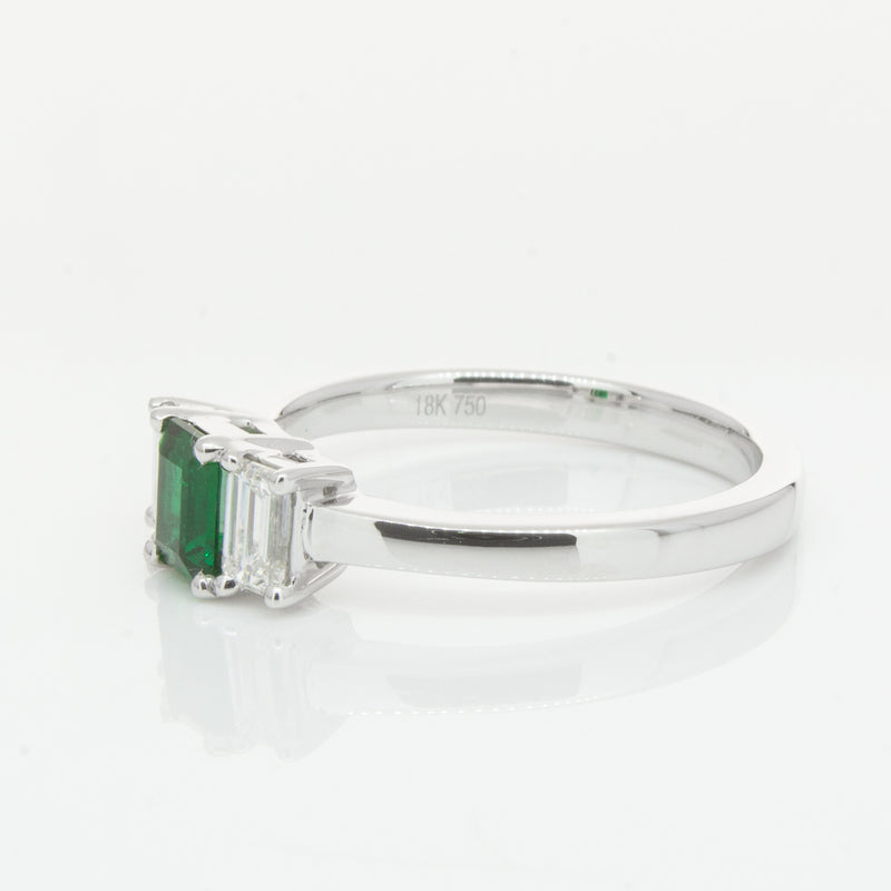 18ct White Gold Emerald & Diamond Odyssey Ring-Ring-Walker & Hall