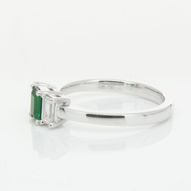 18ct White Gold Emerald & Diamond Odyssey Ring-Ring-Walker & Hall