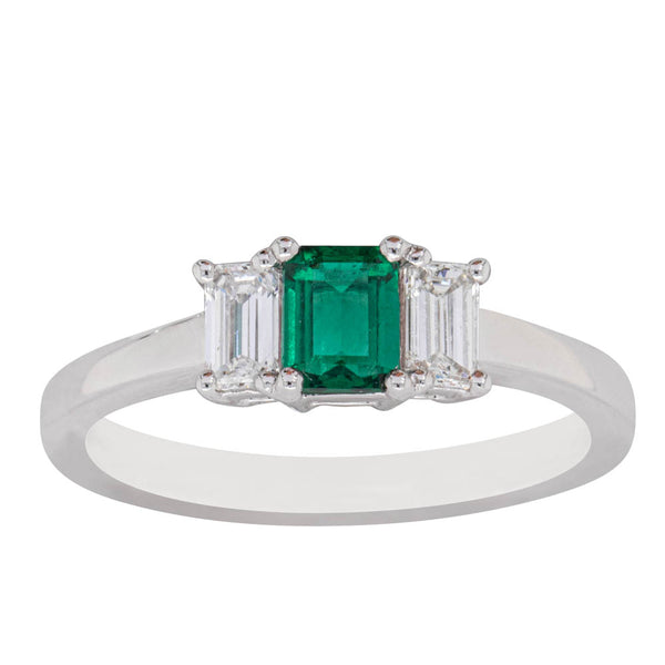 18ct White Gold .34ct Emerald & Diamond Odyssey Ring - Walker & Hall