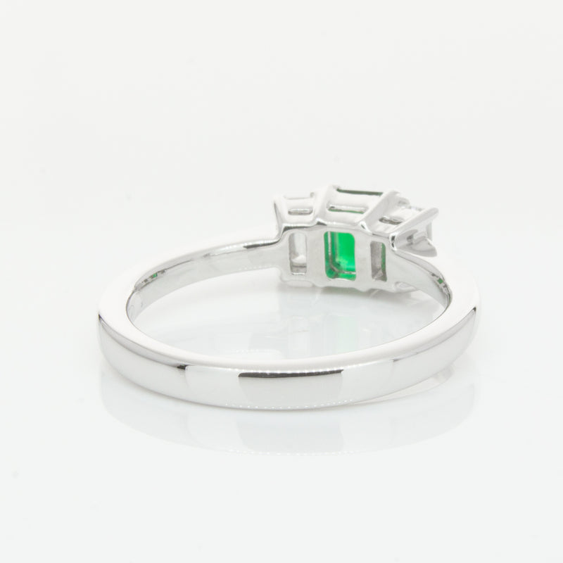 18ct White Gold Emerald & Diamond Odyssey Ring-Ring-Walker & Hall