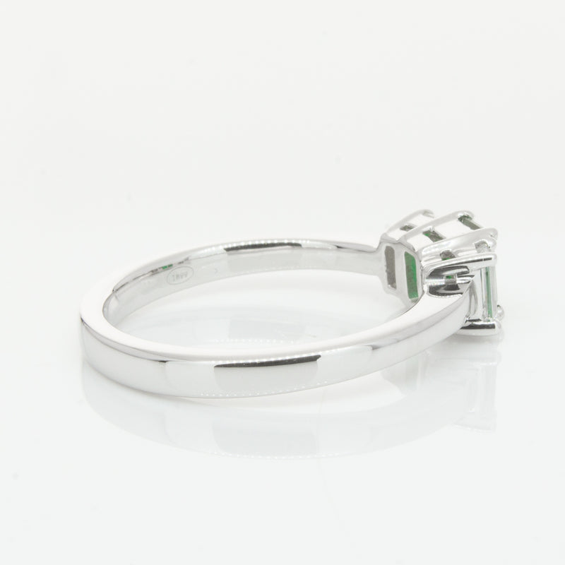 18ct White Gold Emerald & Diamond Odyssey Ring-Ring-Walker & Hall