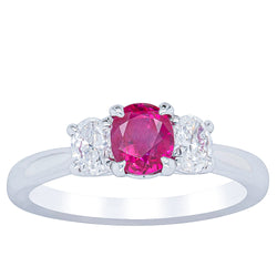 18ct White Gold 1.20ct Ruby & Diamond Ring - Ring - Walker & Hall