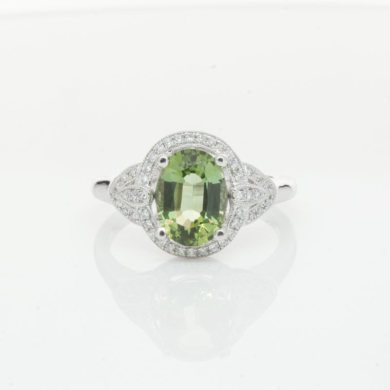18ct White Gold Tourmaline & Diamond Ring-Ring-Walker & Hall