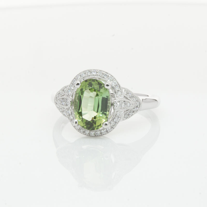 18ct White Gold Tourmaline & Diamond Ring-Ring-Walker & Hall