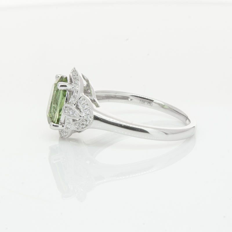 18ct White Gold Tourmaline & Diamond Ring-Ring-Walker & Hall