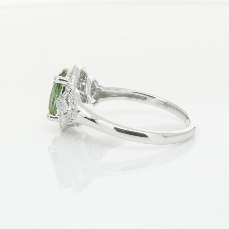 18ct White Gold Tourmaline & Diamond Ring-Ring-Walker & Hall