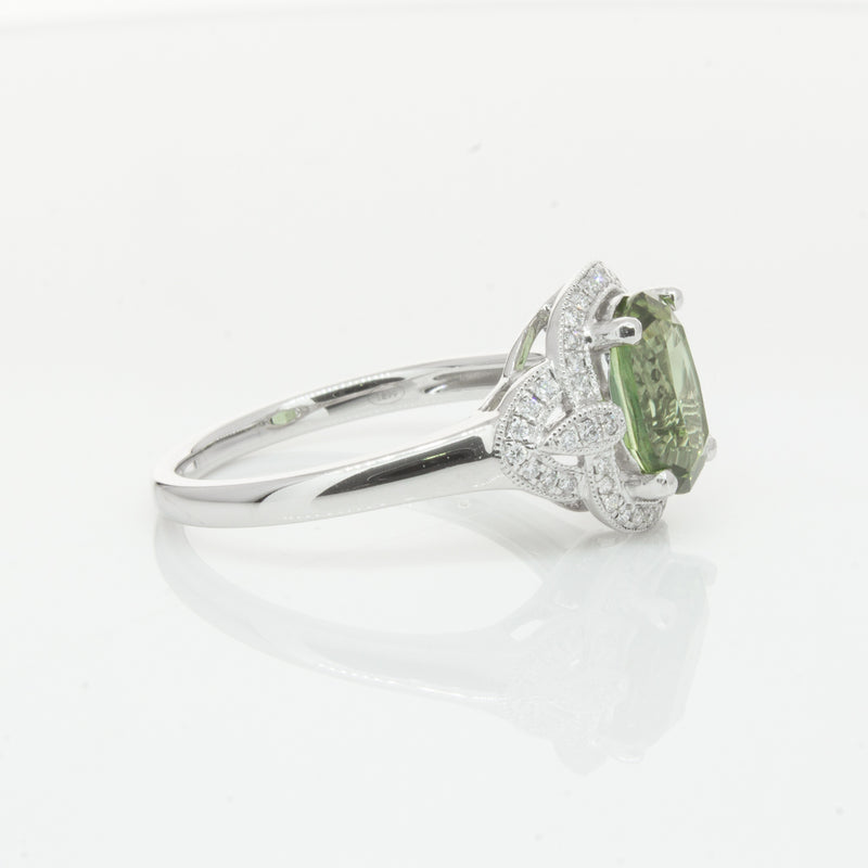 18ct White Gold Tourmaline & Diamond Ring-Ring-Walker & Hall