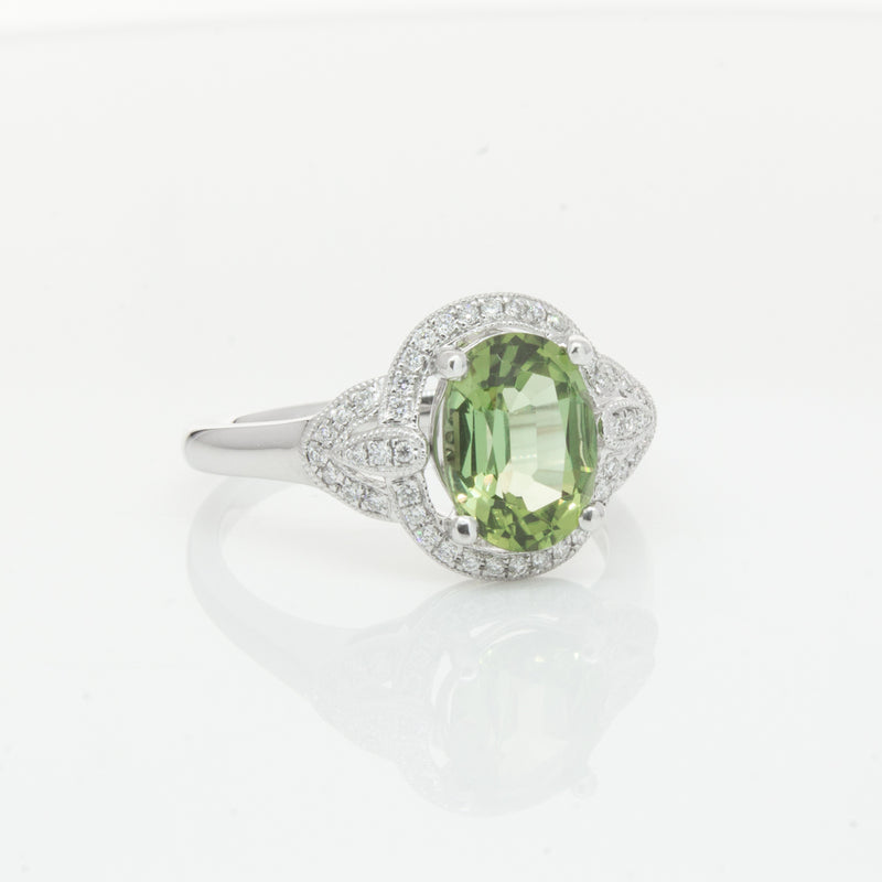 18ct White Gold Tourmaline & Diamond Ring-Ring-Walker & Hall