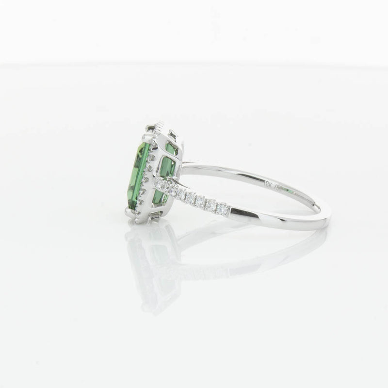 18ct White Gold Green Tourmaline & Diamond Ring-Ring-Walker & Hall