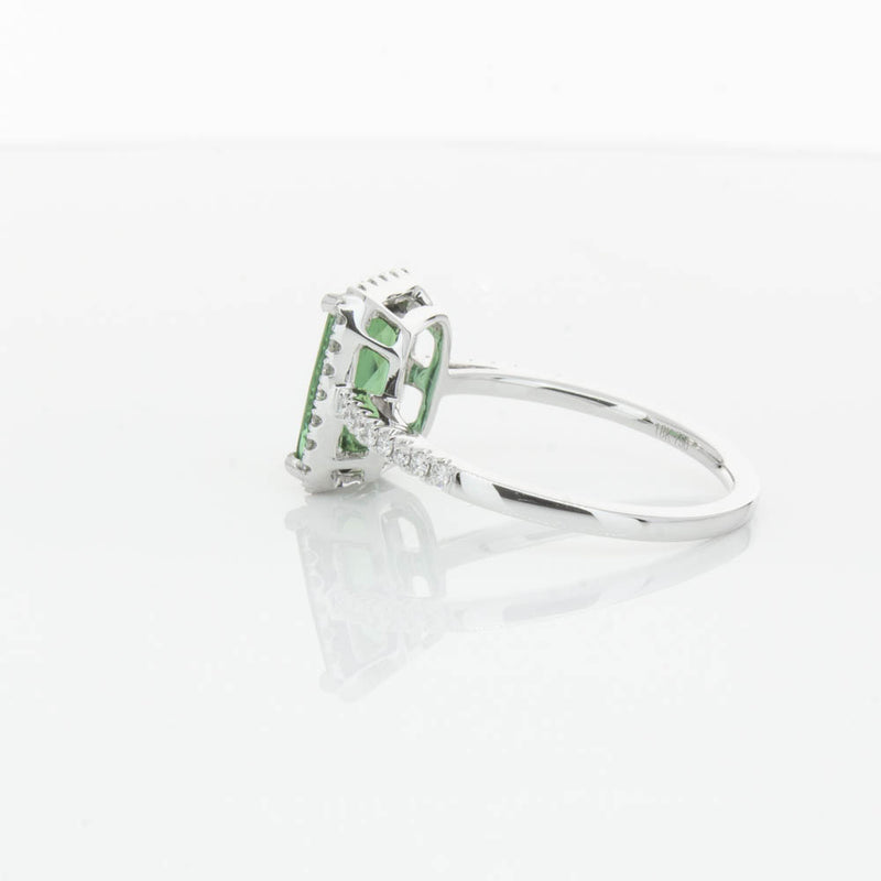 18ct White Gold Green Tourmaline & Diamond Ring-Ring-Walker & Hall