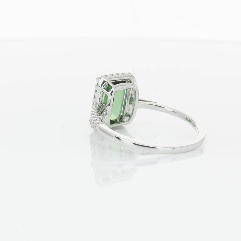 18ct White Gold Green Tourmaline & Diamond Ring-Ring-Walker & Hall