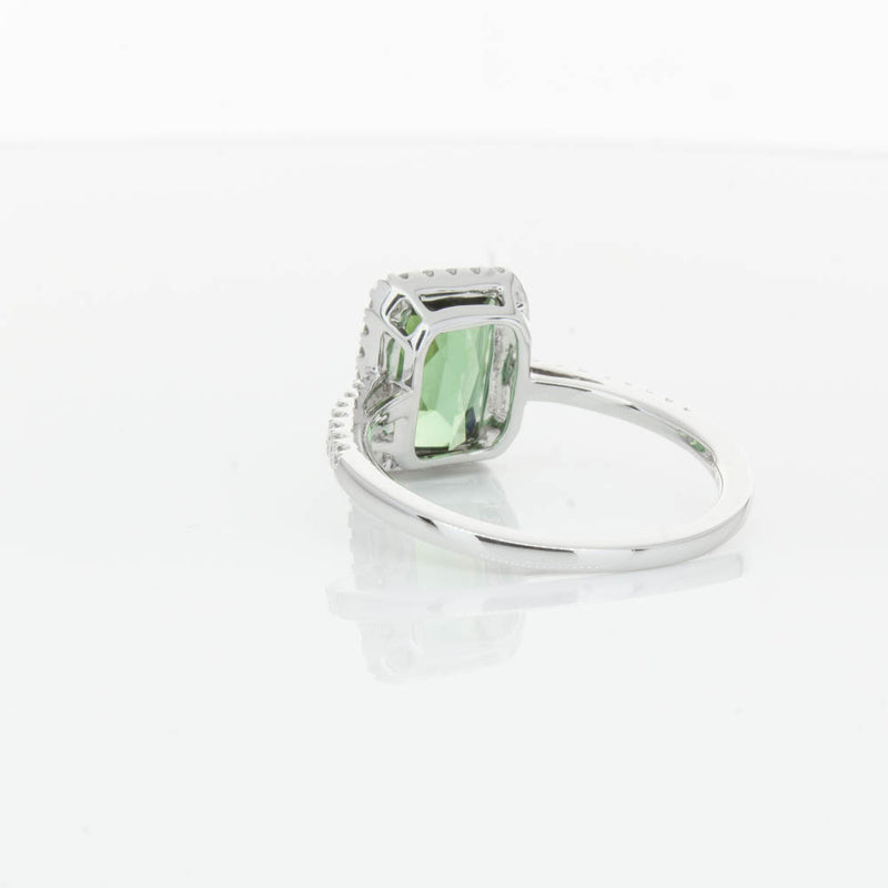 18ct White Gold Green Tourmaline & Diamond Ring-Ring-Walker & Hall