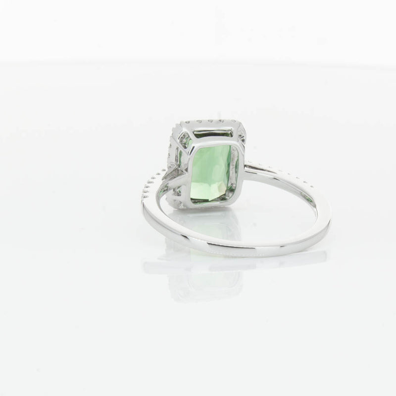 18ct White Gold Green Tourmaline & Diamond Ring-Ring-Walker & Hall