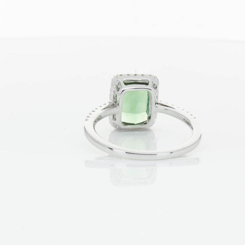 18ct White Gold Green Tourmaline & Diamond Ring-Ring-Walker & Hall