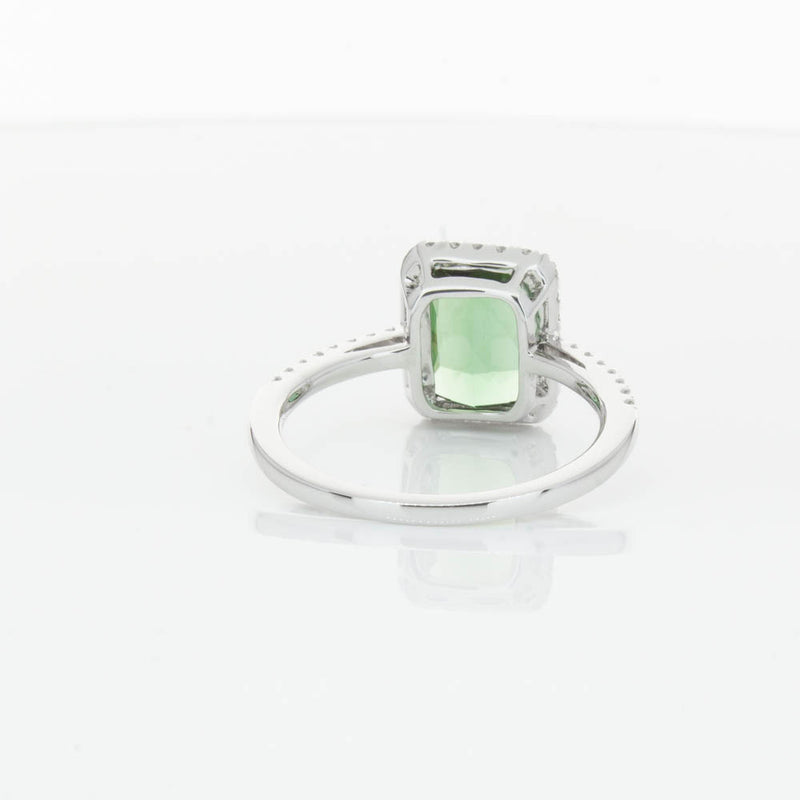 18ct White Gold Green Tourmaline & Diamond Ring-Ring-Walker & Hall