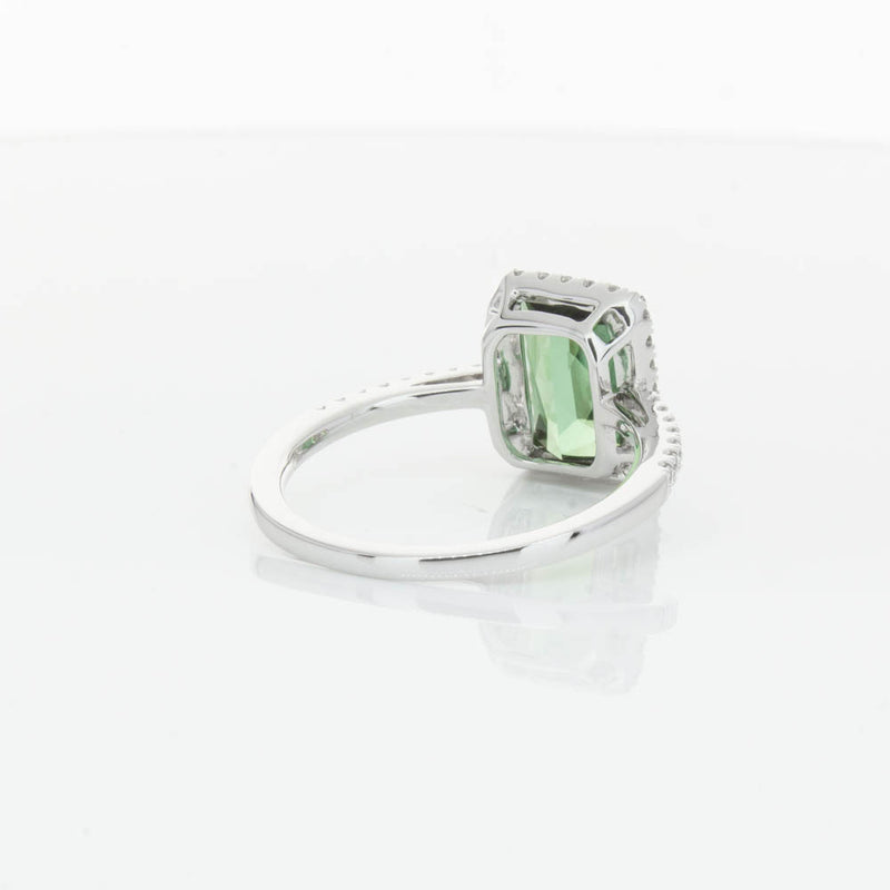 18ct White Gold Green Tourmaline & Diamond Ring-Ring-Walker & Hall