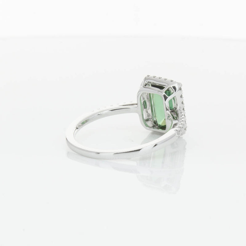 18ct White Gold Green Tourmaline & Diamond Ring-Ring-Walker & Hall
