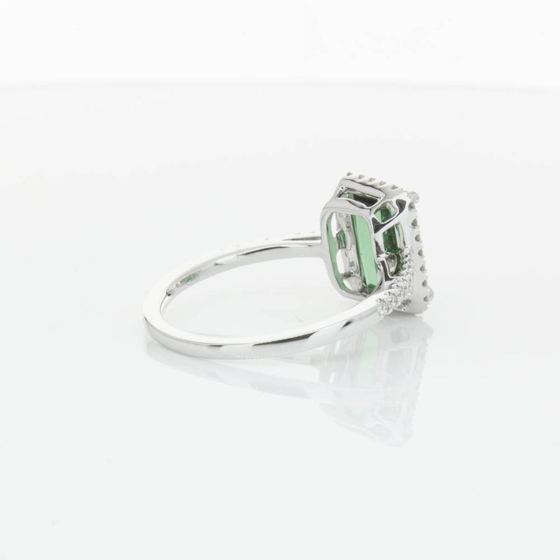 18ct White Gold Green Tourmaline & Diamond Ring-Ring-Walker & Hall