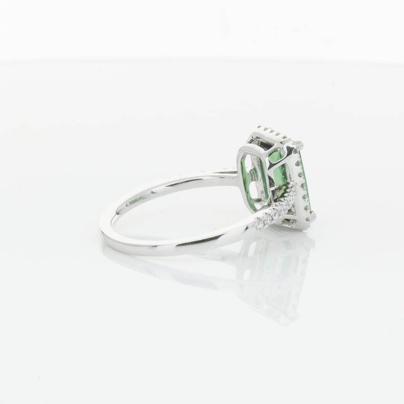 18ct White Gold Green Tourmaline & Diamond Ring-Ring-Walker & Hall
