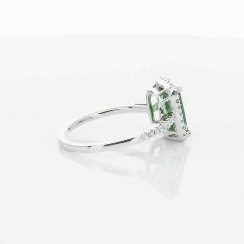 18ct White Gold Green Tourmaline & Diamond Ring-Ring-Walker & Hall