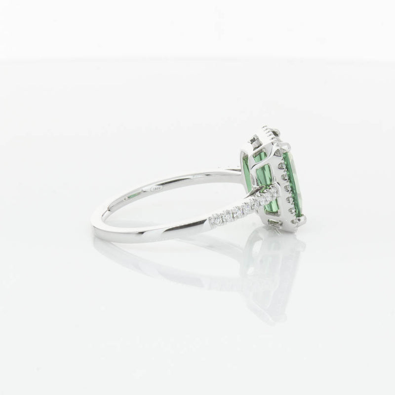 18ct White Gold Green Tourmaline & Diamond Ring-Ring-Walker & Hall