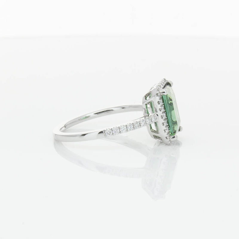 18ct White Gold Green Tourmaline & Diamond Ring-Ring-Walker & Hall