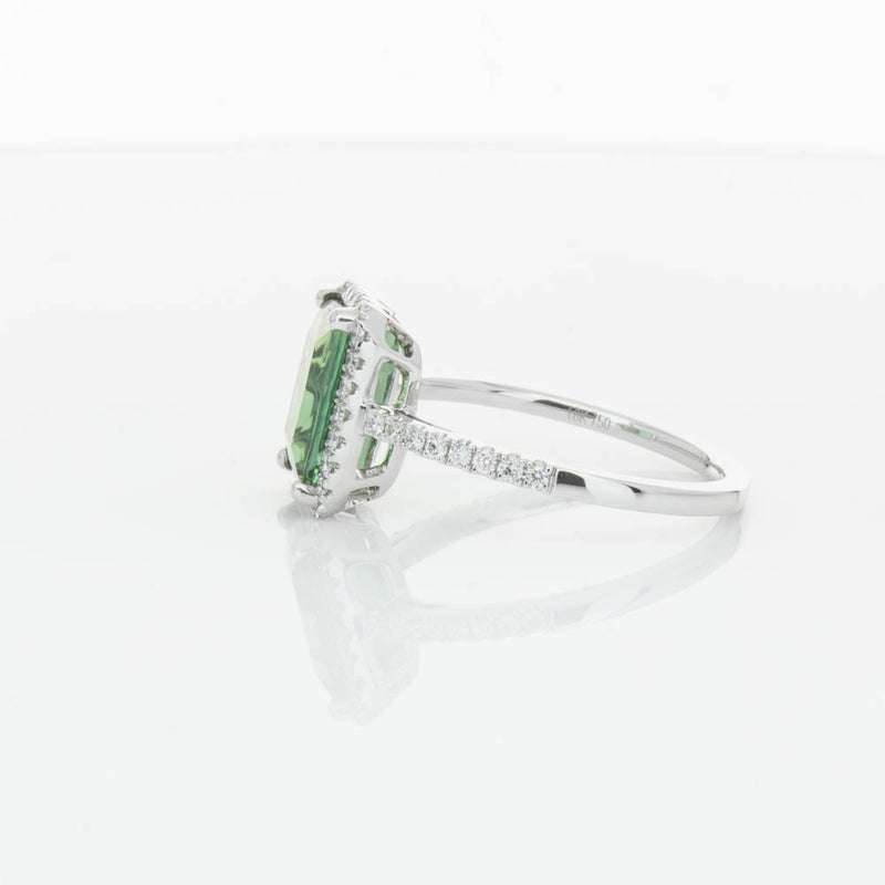 18ct White Gold Green Tourmaline & Diamond Ring-Ring-Walker & Hall