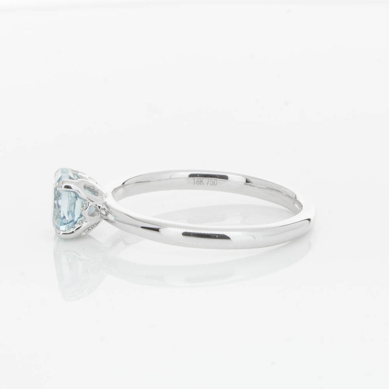18ct White Gold Aquamarine Mini Octavia Ring-Ring-Walker & Hall