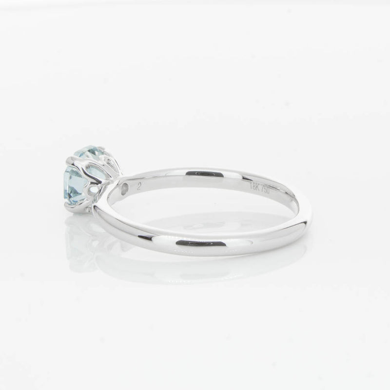 18ct White Gold Aquamarine Mini Octavia Ring-Ring-Walker & Hall