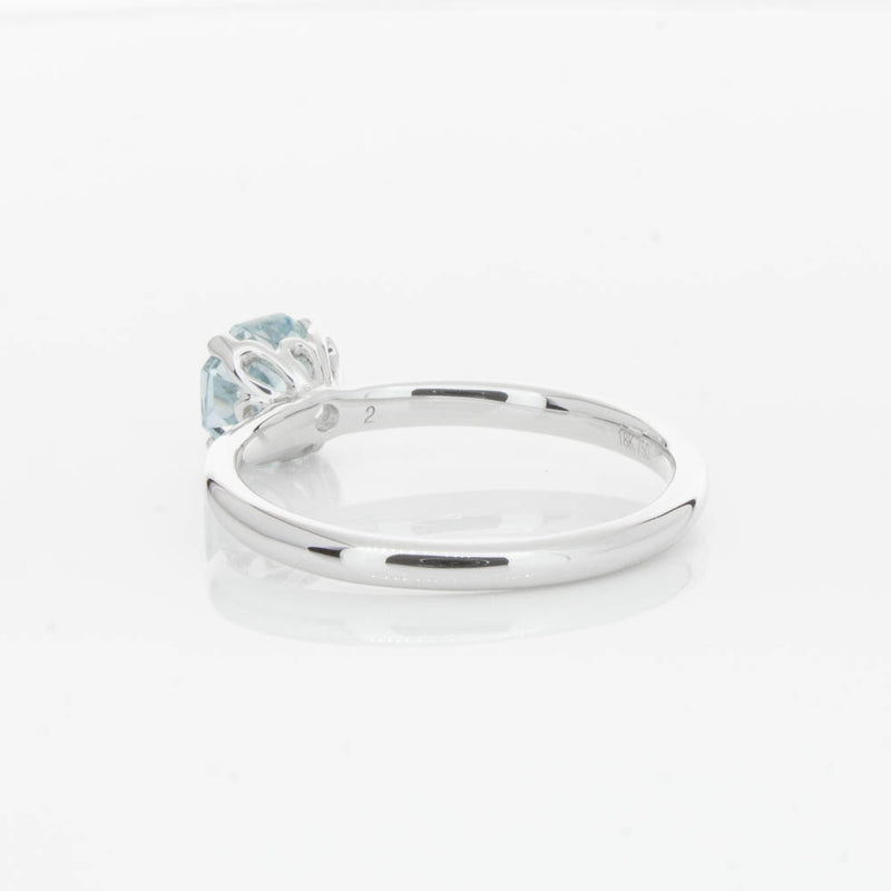 18ct White Gold Aquamarine Mini Octavia Ring-Ring-Walker & Hall