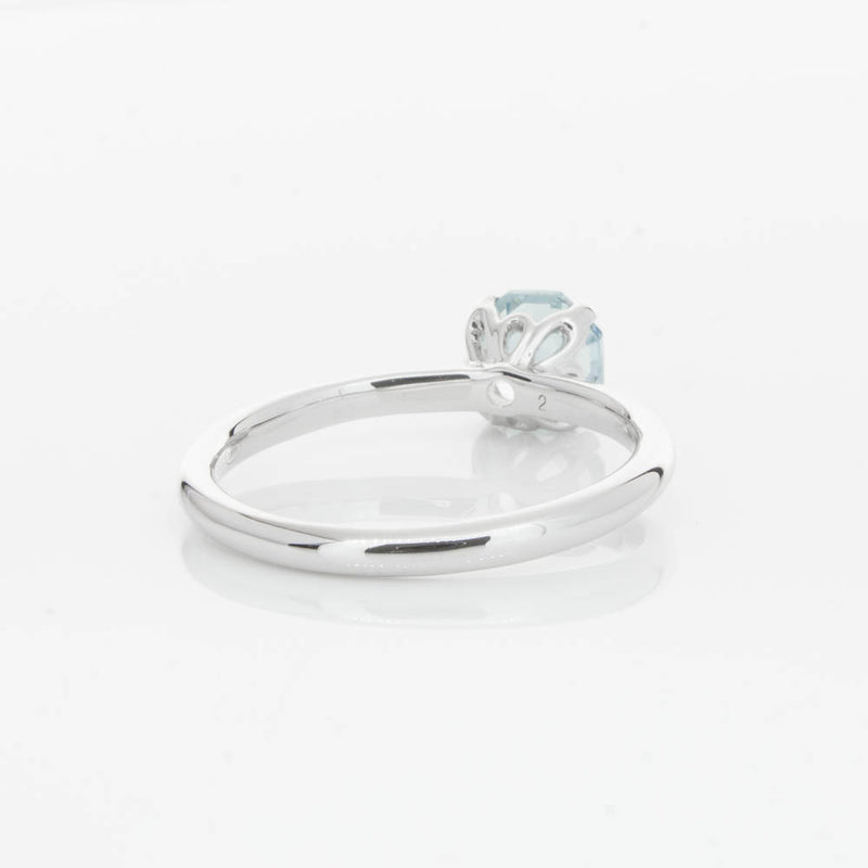 18ct White Gold Aquamarine Mini Octavia Ring-Ring-Walker & Hall