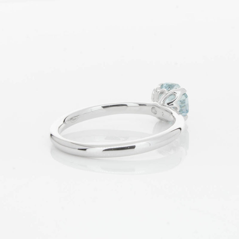 18ct White Gold Aquamarine Mini Octavia Ring-Ring-Walker & Hall