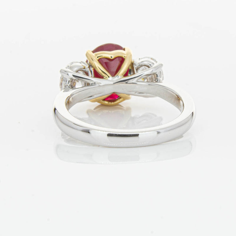 18ct White Gold Ruby & Diamond Three Stone Ring-Ring-Walker & Hall