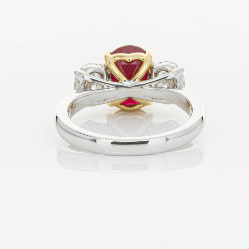 18ct White Gold Ruby & Diamond Three Stone Ring-Ring-Walker & Hall