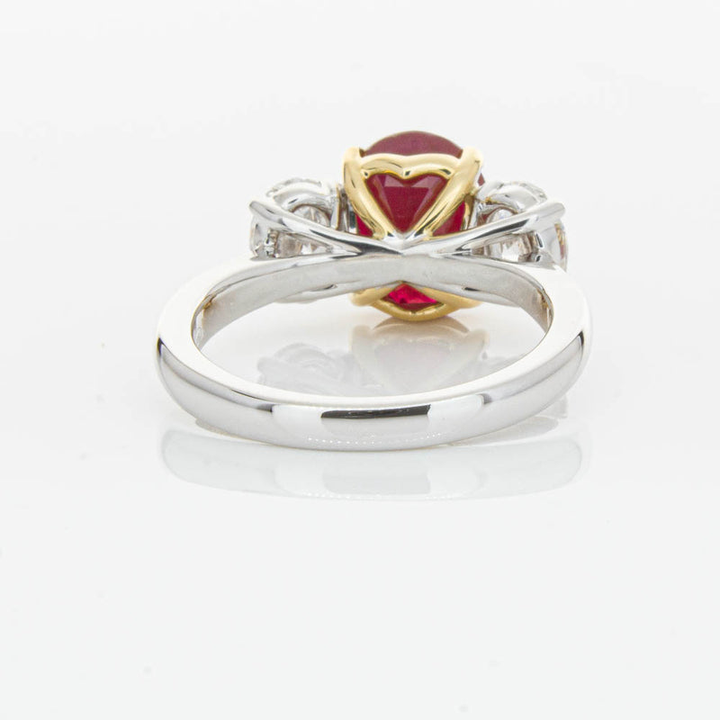 18ct White Gold Ruby & Diamond Three Stone Ring-Ring-Walker & Hall