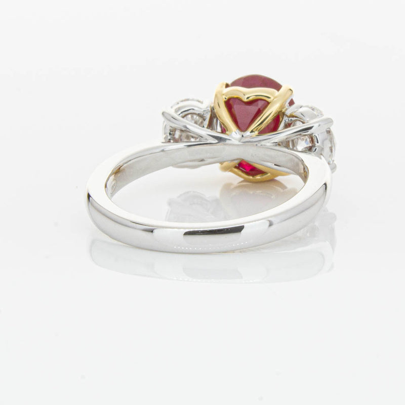 18ct White Gold Ruby & Diamond Three Stone Ring-Ring-Walker & Hall