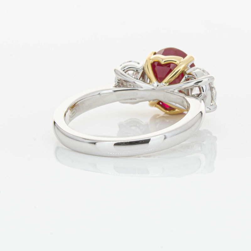18ct White Gold Ruby & Diamond Three Stone Ring-Ring-Walker & Hall