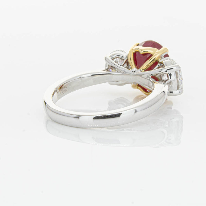 18ct White Gold Ruby & Diamond Three Stone Ring-Ring-Walker & Hall