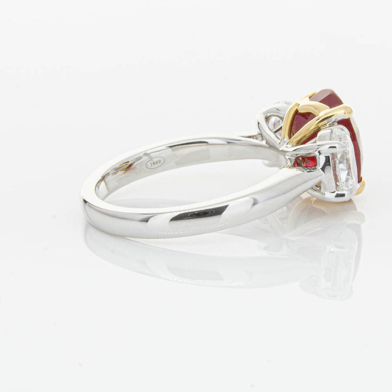 18ct White Gold Ruby & Diamond Three Stone Ring-Ring-Walker & Hall