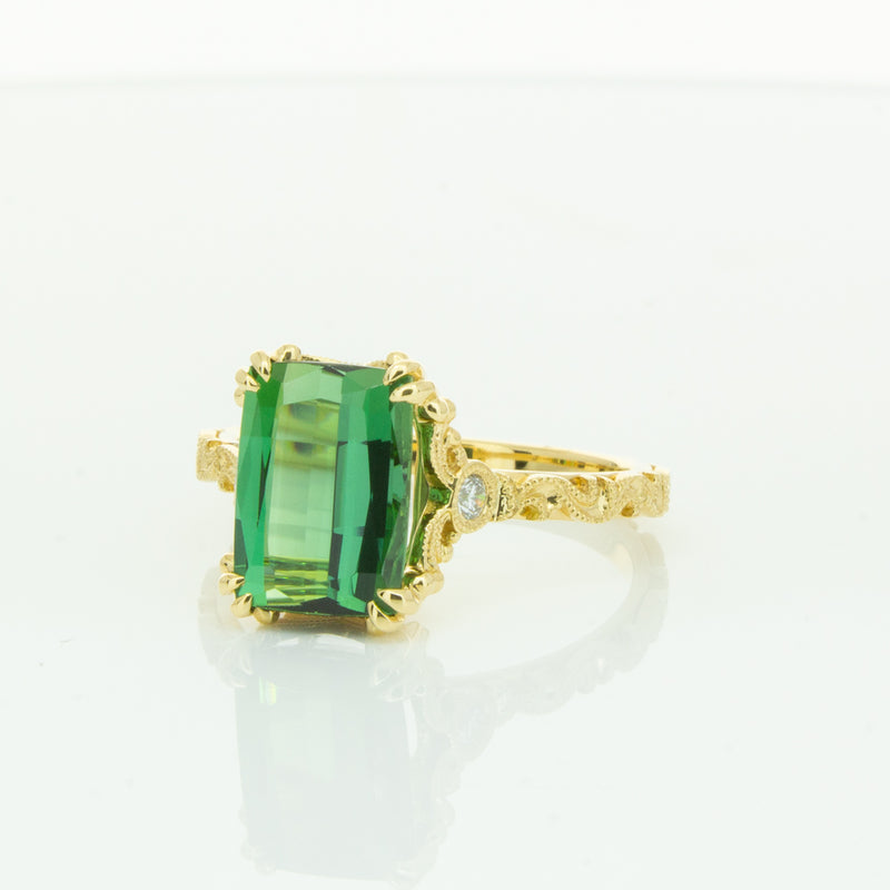 18ct Yellow Gold Tourmaline & Diamond Romanov Ring-Ring-Walker & Hall