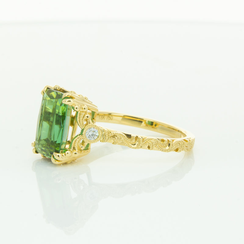 18ct Yellow Gold Tourmaline & Diamond Romanov Ring-Ring-Walker & Hall