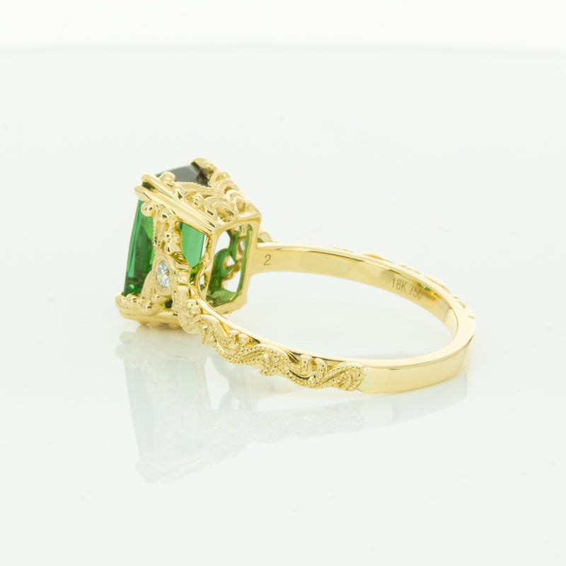 18ct Yellow Gold Tourmaline & Diamond Romanov Ring-Ring-Walker & Hall