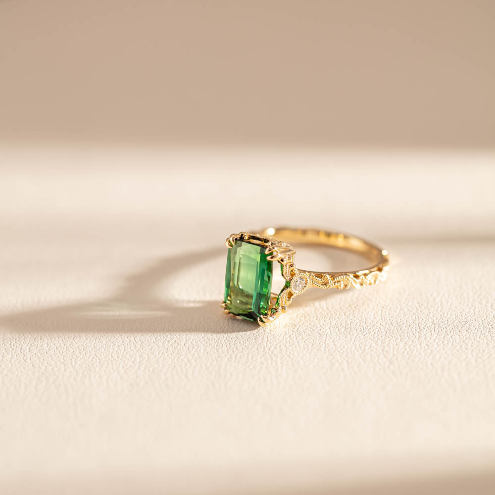 18ct Yellow Gold Tourmaline & Diamond Romanov Ring - Walker & Hall