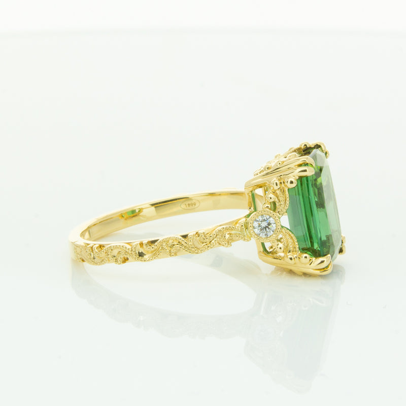 18ct Yellow Gold Tourmaline & Diamond Romanov Ring-Ring-Walker & Hall