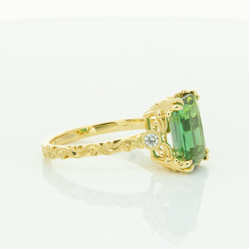18ct Yellow Gold Tourmaline & Diamond Romanov Ring-Ring-Walker & Hall