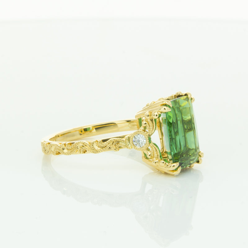 18ct Yellow Gold Tourmaline & Diamond Romanov Ring-Ring-Walker & Hall
